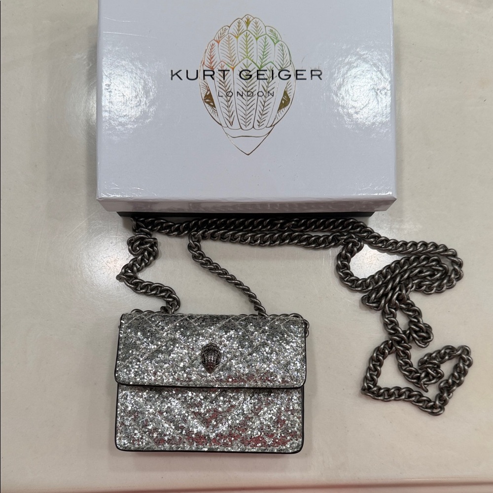 Kurt Geiger Silver Glitter Clutch - Picture 4 of 5